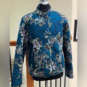 CAppagallo Paisley Quilted Jacket, PAISLEY FLORAL, TEAL, BOHO, WOMEN SIZE XL